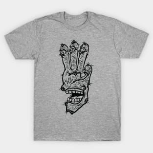 THREE FINGER MONSTER TASTY TREATS DESIGN T-shirt STICKERS CASES MUGS WALL ART NOTEBOOKS PILLOWS TOTES TAPESTRIES PINS MAGNETS MASKS T-Shirt T-Shirt